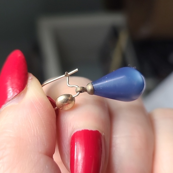 12k gold filled  blue / white moon glow drop earrings Bundle - Picture 8 of 16